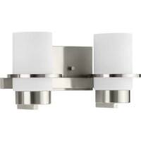 View 2 Light 120 volt Brushed Nickel Vanity Etched Glass Light Fixture