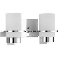 View 2 Light 120 volt Polished Nickel Vanity Etched Glass Light Fixture