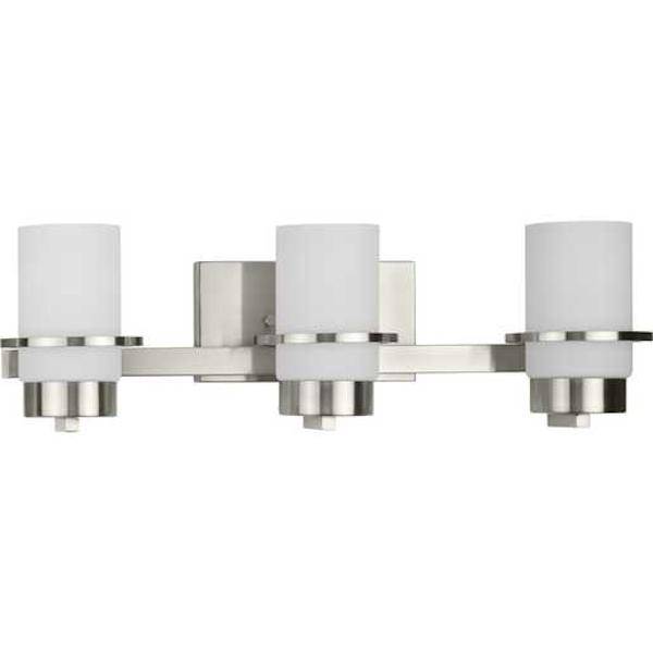 3 Light 120 volt Brushed Nickel Vanity Etched Glass Light Fixture