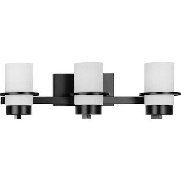 3 Light 120 volt Matte Black Vanity Etched Glass Light Fixture