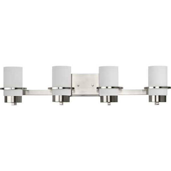 4 Light 120 volt Brushed Nickel Vanity Etched Glass Light Fixture