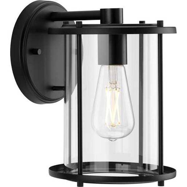 1 Light Black with Clear Glass Wall Light Fixture