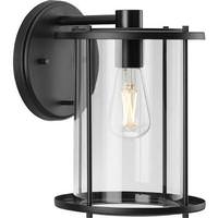 Progress Lighting 1 Light Black with Clear Glass Large Wall Light Fixture