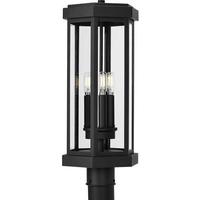 Progress Lighting 3 Light Black with Clear Glass Candelabra Base Ramsey Post Top Light Fixture