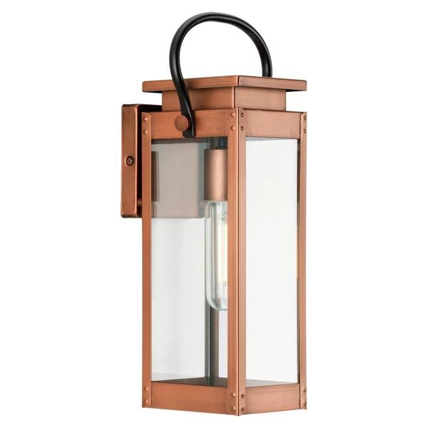 1 Light Antique Copper with Clear Glass Medium Wall Light Fixture