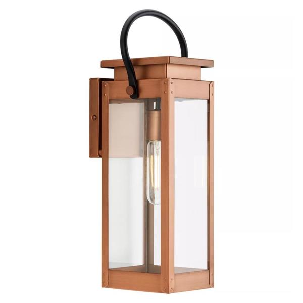 1 Light Antique Copper with Clear Glass Medium Wall Light Fixture