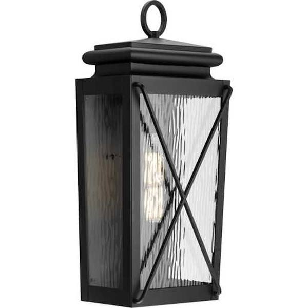 1 Light Black with Clear Water Glass Wall Light Fixture