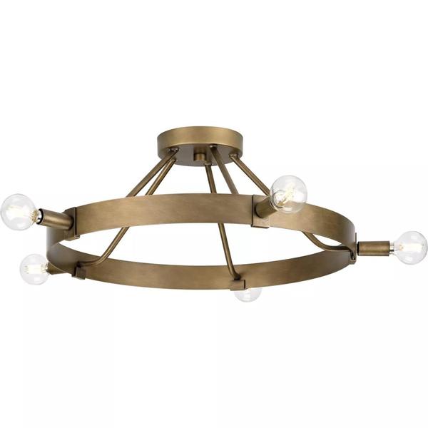 5 Light 120 volt Aged Bronze Rustic Farmhouse Ceiling Light Fixture