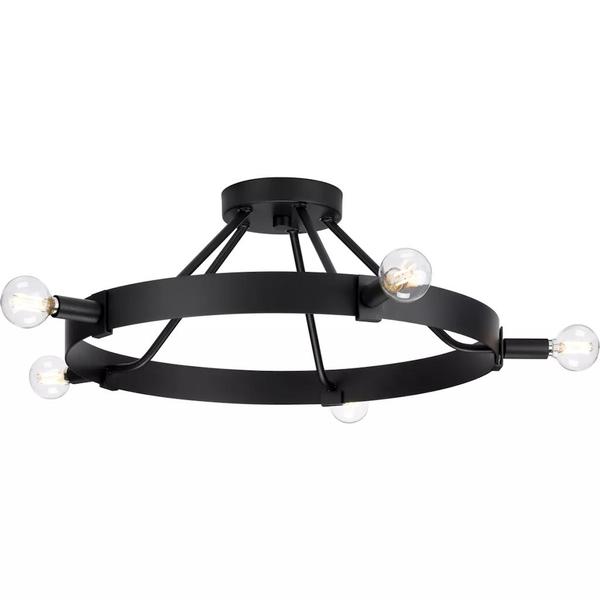 5 Light 120 volt Matte Black Rustic Farmhouse Ceiling Light Fixture