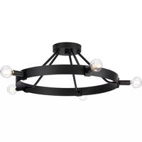Progress Lighting 5 Light 120 volt Matte Black Rustic Farmhouse Ceiling Light Fixture