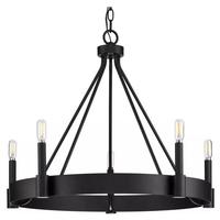 Progress Lighting 5 Light Matte Black Rustic Farmhouse Style Chandelier Light Fixture