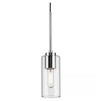 Progress Lighting 1 Light Polished Chrome Clear Glass Cylindrical Shade Pendant Light Fixture