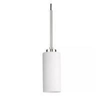Progress Lighting 1 Light Brushed Nickel Etched White Glass Shade Pendant Light Fixture