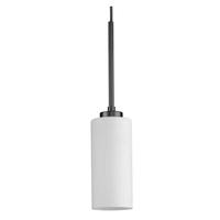 Progress Lighting 1 Light Matte Black Etched White Glass Shade Pendant Light Fixture