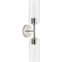 Progress Lighting 2 Light 120 volt Brushed Nickel Vanity Clear Glass Light Fixture