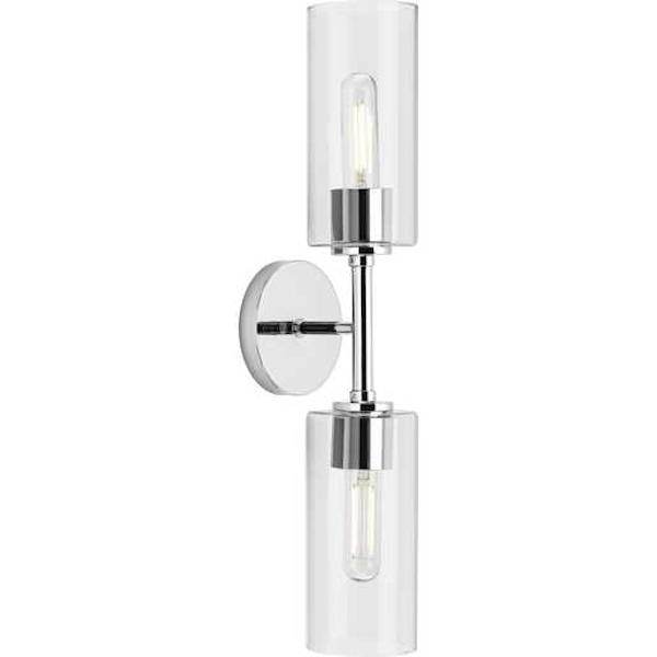2 Light 120 volt Polished Chrome Vanity Clear Glass Light Fixture