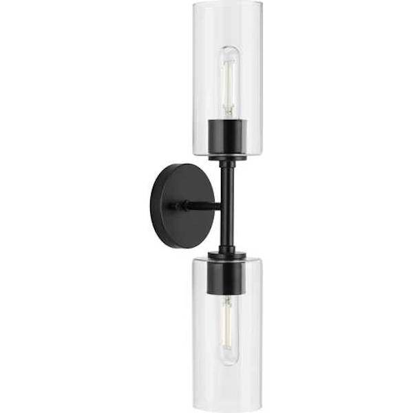 2 Light 120 volt Matte Black Vanity Clear Glass Light Fixture