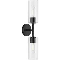 Progress Lighting 2 Light 120 volt Matte Black Vanity Clear Glass Light Fixture
