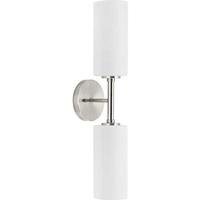 Progress Lighting 2 Light 120 volt Brushed Nickel Vanity Etched White Glass Light Fixture