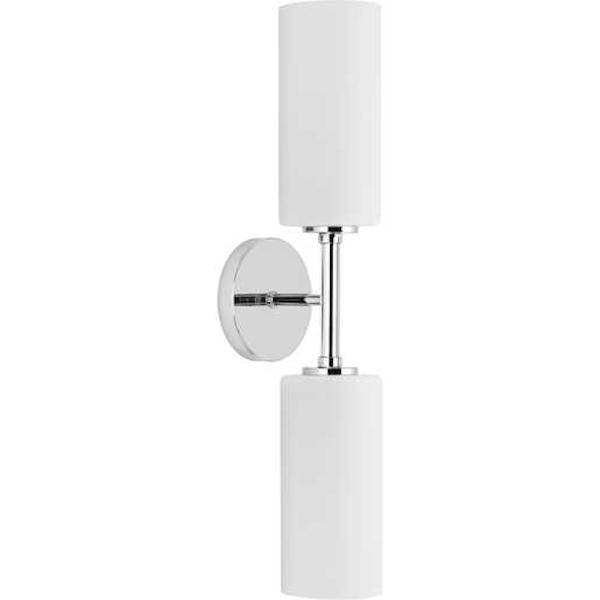 2 Light 120 volt Polished Chrome Vanity Etched White Glass Light Fixture