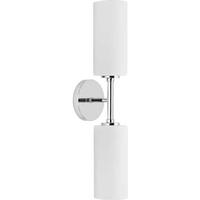 Progress Lighting 2 Light 120 volt Polished Chrome Vanity Etched White Glass Light Fixture