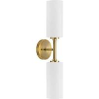 Progress Lighting 2 Light 120 volt Vintage Brass Vanity Etched White Glass Light Fixture