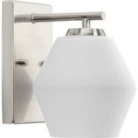 Progress Lighting 1 Light 120 volt Brushed Nickel Vanity Opal Glass Light Fixture