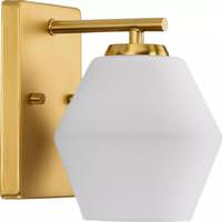 Progress Lighting 1 Light 120 volt Brushed Gold Vanity Opal Glass Light Fixture