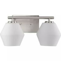 Progress Lighting 2 Light 120 volt Brushed Nickel Vanity Opal Glass Light Fixture