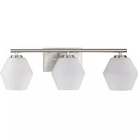 View 3 Light 120 volt Brushed Nickel Vanity Opal Glass Light Fixture