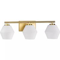 View 3 Light 120 volt Brushed Gold Vanity Opal Glass Light Fixture