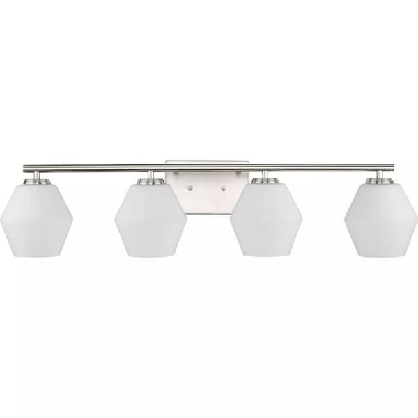 4 Light 120 volt Brushed Nickel Vanity Opal Glass Light Fixture
