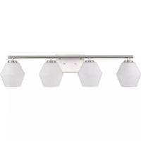 Progress Lighting 4 Light 120 volt Brushed Nickel Vanity Opal Glass Light Fixture