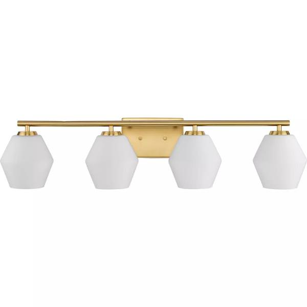 4 Light 120 volt Brushed Nickel Vanity Opal Glass Light Fixture