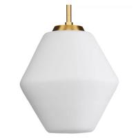 Progress Lighting 1 Light Brushed Gold Etched Opal Glass Shade Pendant Light Fixture
