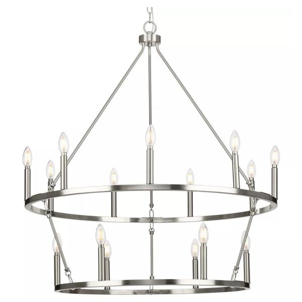 15 Light Brushed Nickel Traditional Style Chandelier Light Fixture