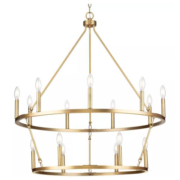 15 Light Vintage Brass Traditional Style Chandelier Light Fixture