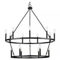 Progress Lighting 15 Light Matte Black Traditional Style Chandelier Light Fixture