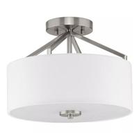 Progress Lighting 2 Light 120 volt Brushed Nickel White Linen Fabric Shade Ceiling Light Fixture
