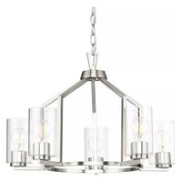 Progress Lighting 5 Light Brushed Nickel Clear Glass Shade Chandelier Light Fixture