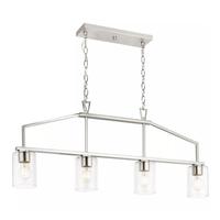 Progress Lighting 4 Light Brushed Nickel Clear Glass Shade Linear Chandelier Light Fixture