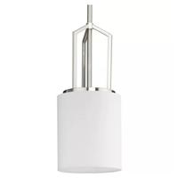 Progress Lighting 1 Light Brushed Nickel White Linen Shade Pendant Light Fixture