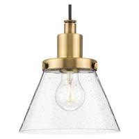 Progress Lighting 1 Light Vintage Brass Clear Seeded Glass Shade Dimmable Pendant Light Fixture