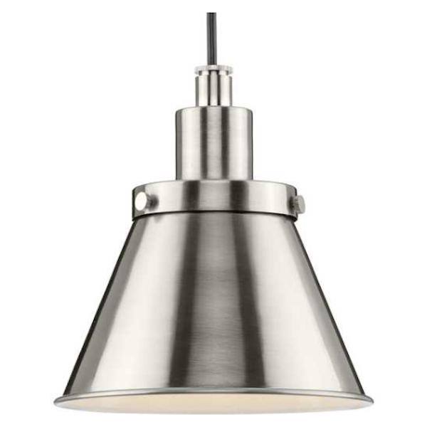 1 Light Brushed Nickel Metal Shade Dimmable Pendant Light Fixture