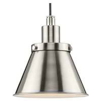 Progress Lighting 1 Light Brushed Nickel Metal Shade Dimmable Pendant Light Fixture