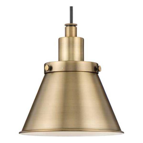 1 Light Vintage Brass Metal Shade Dimmable Pendant Light Fixture