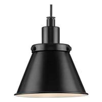 Progress Lighting 1 Light Matte Black Metal Shade Dimmable Pendant Light Fixture