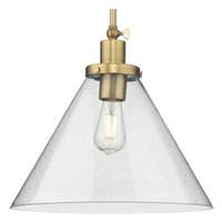 Progress Lighting 1 Light Vintage Brass Clear Seeded Glass Shade Dimmable Pendant Light Fixture