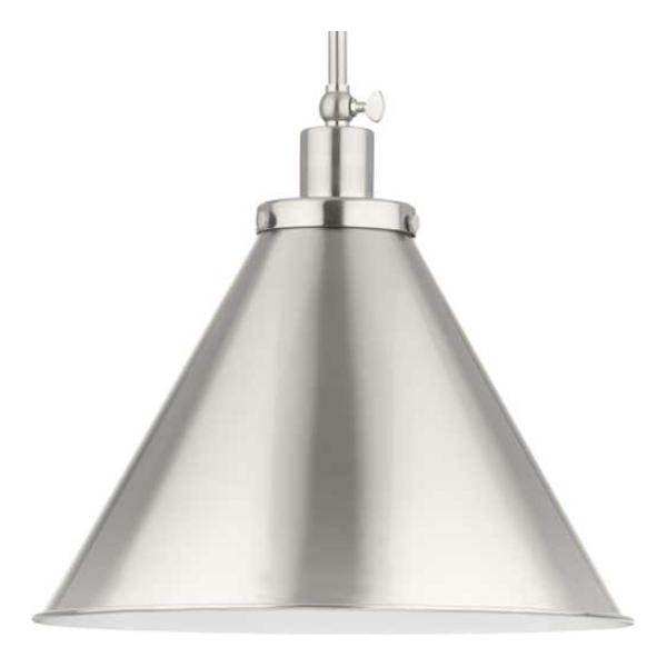 1 Light Brushed Nickel Metal Shade Dimmable Pendant Light Fixture