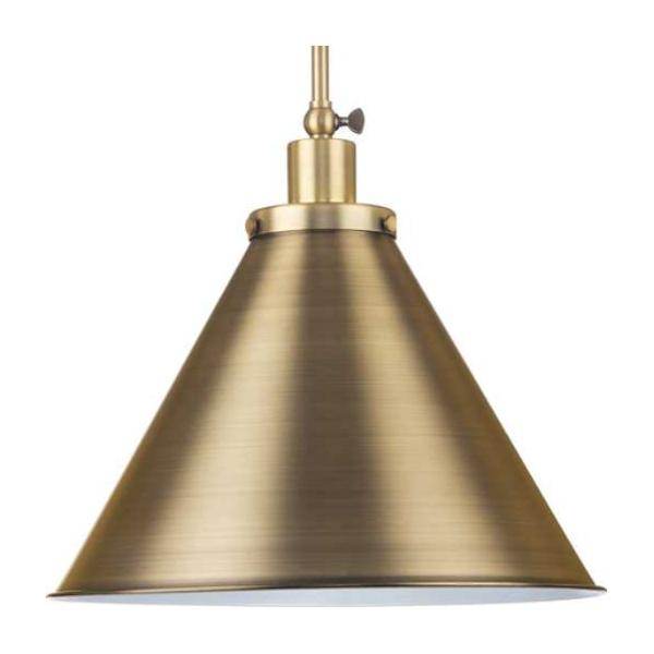 1 Light Vintage Brass Metal Shade Dimmable Pendant Light Fixture